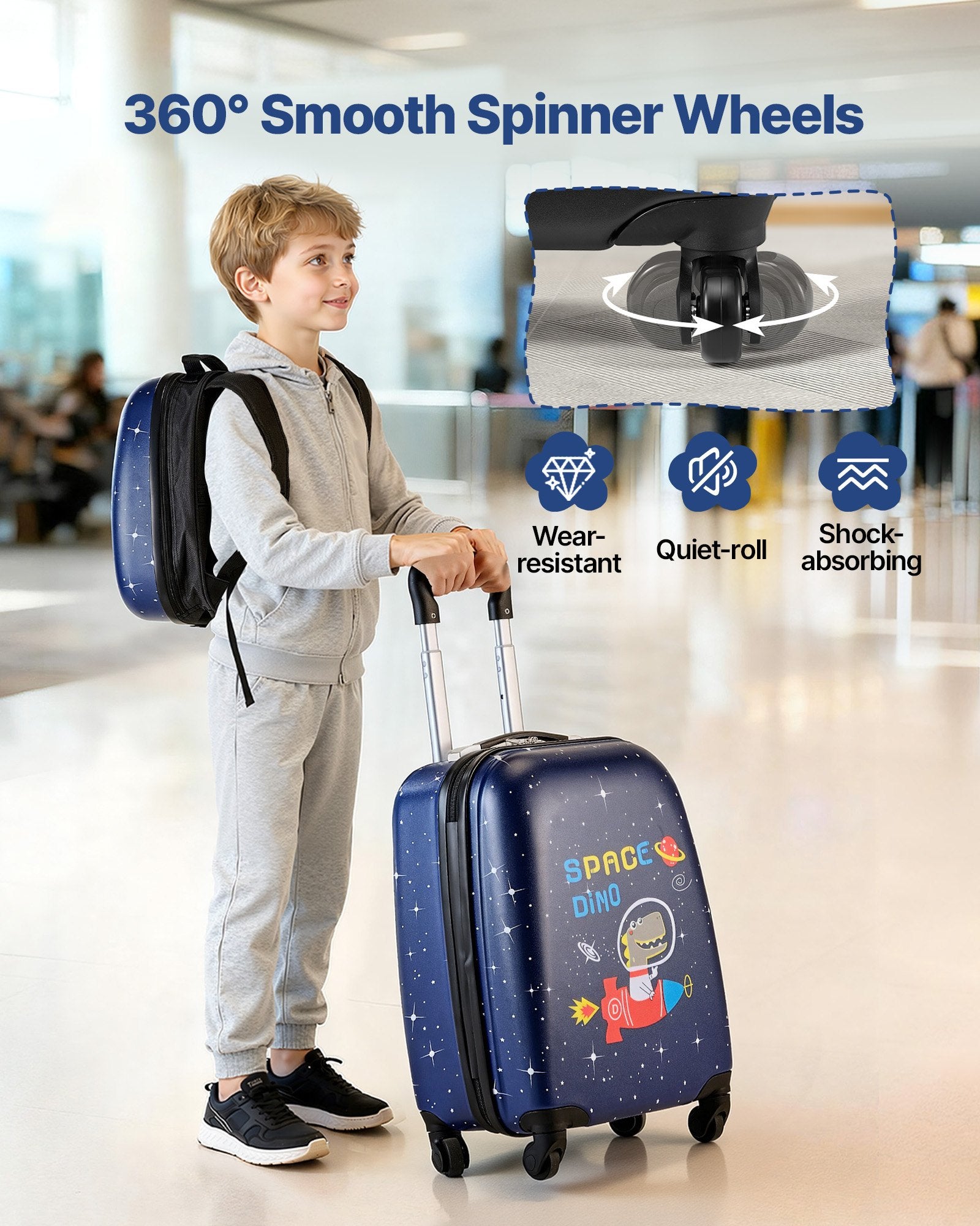 Vaikiškas lagaminų komplektas VEVOR LGA4T-16TKKL-B06, 45,7 cm