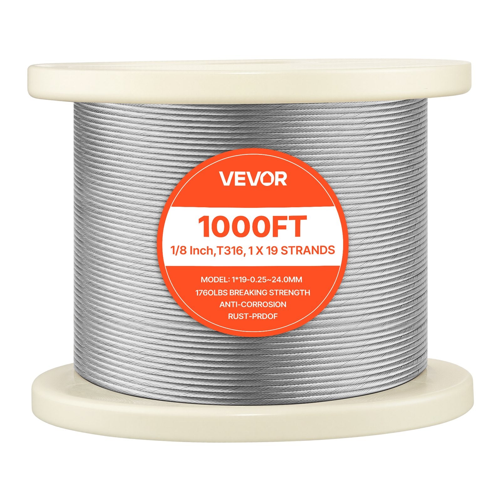 Plieninis trosas VEVOR 1*19-0.25~24.0mm, 3.2 mm