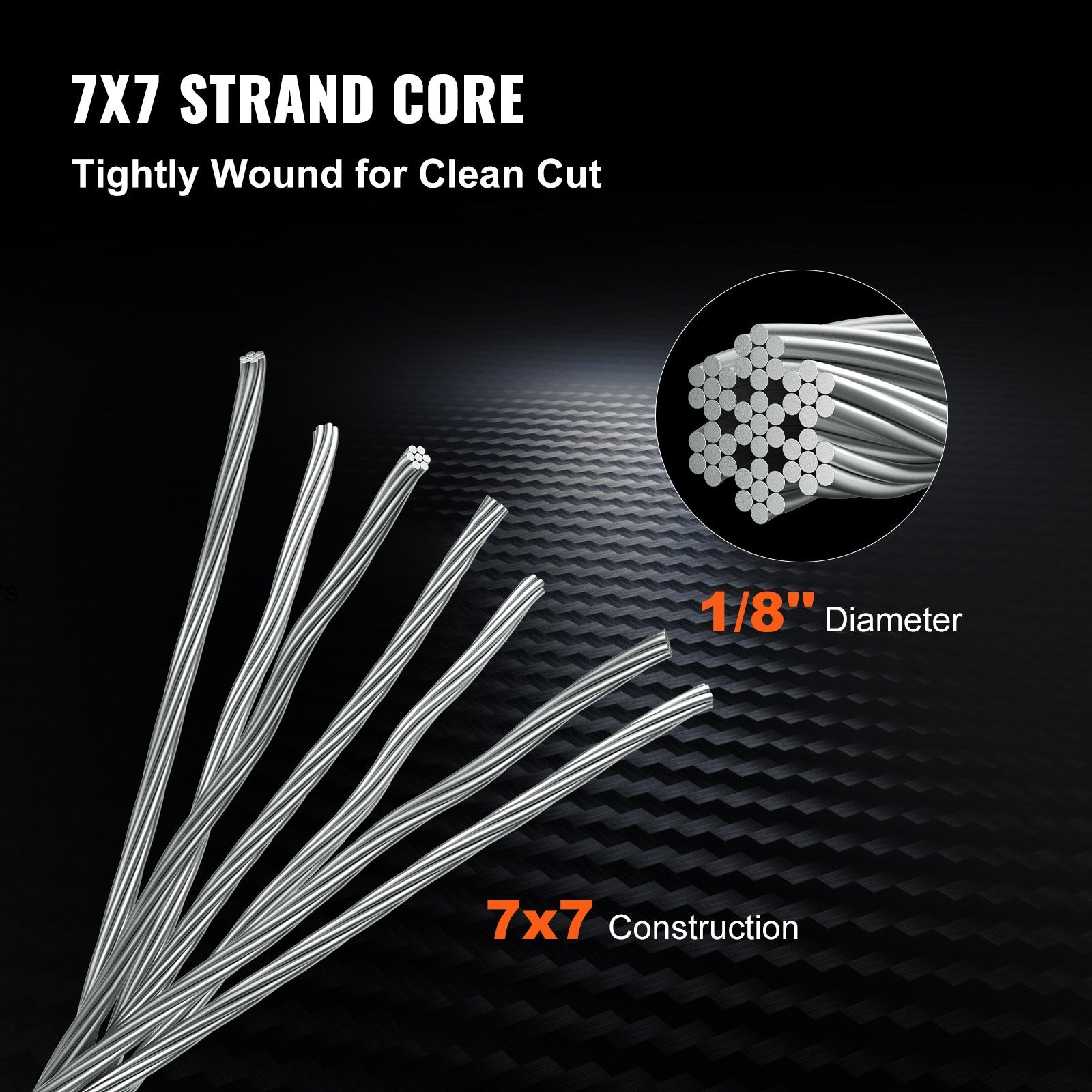 Plieninis trosas VEVOR T316, 3,2 mm skersmens