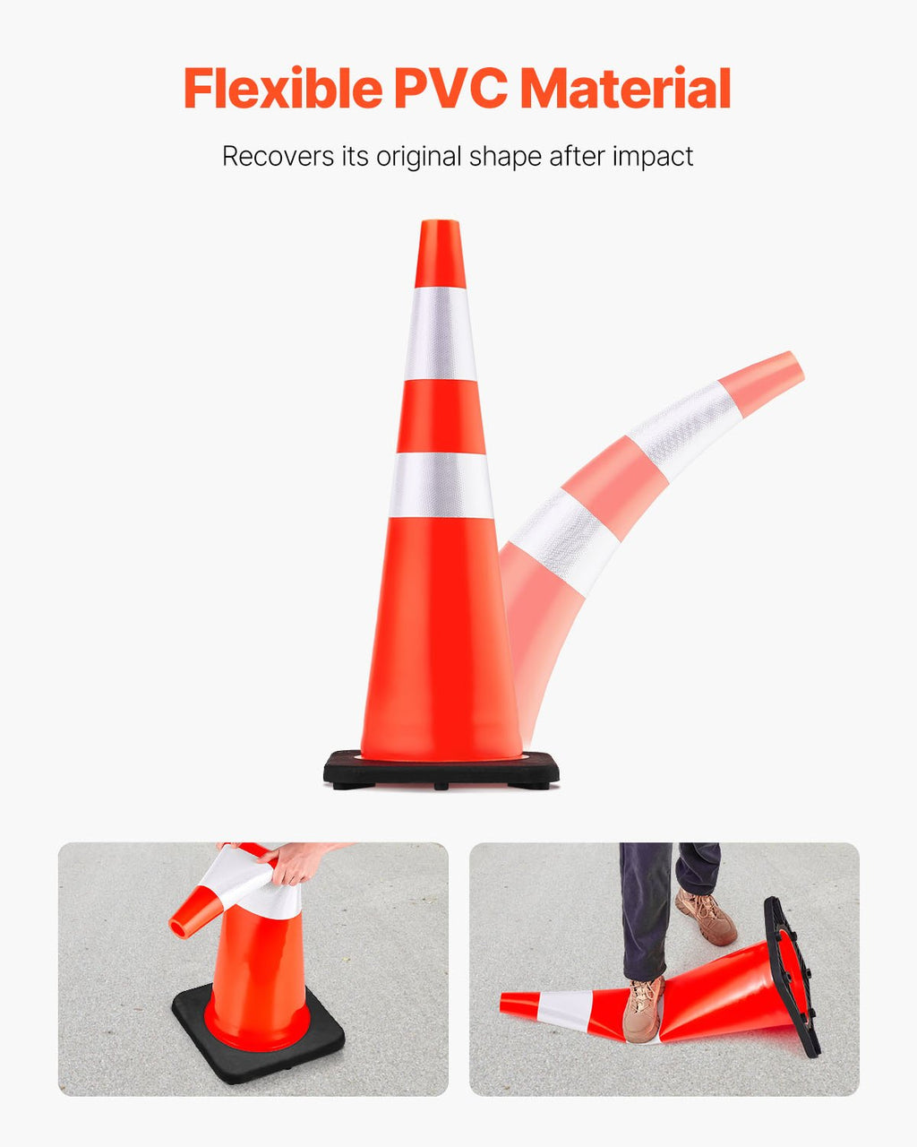 Kelių eismo kūgiai VEVOR Safety Cones 36", 6 vnt. rinkinys