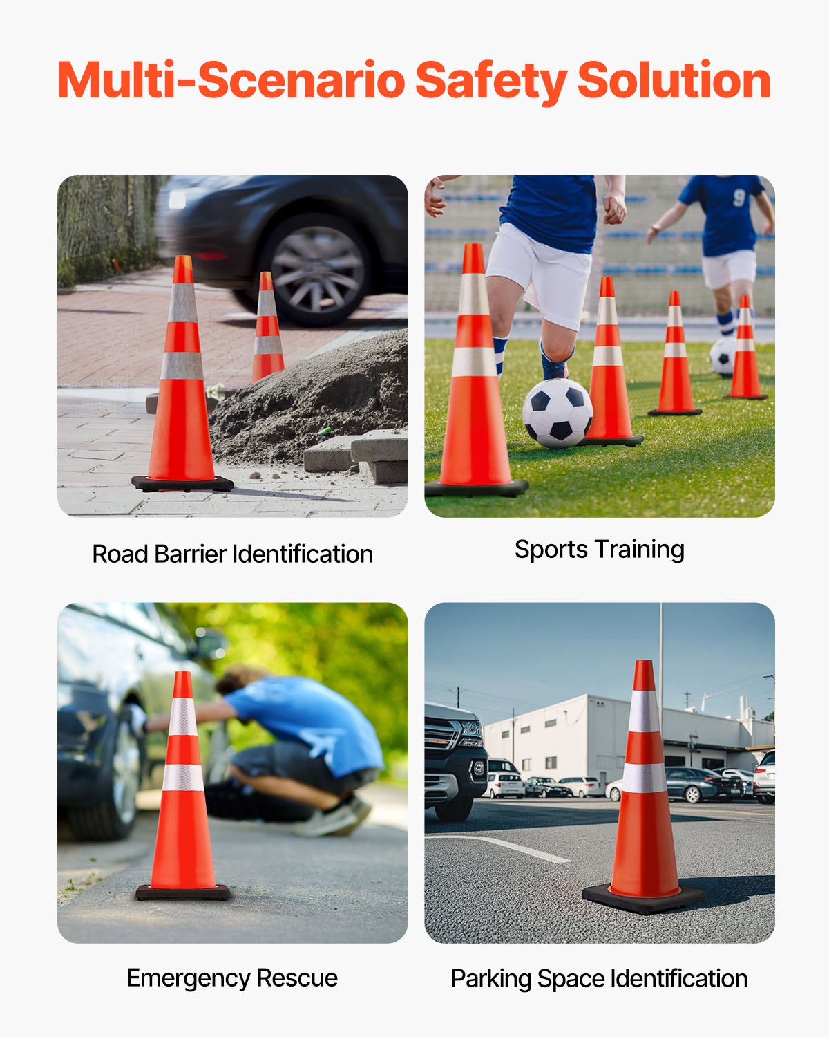 Kelių eismo kūgiai VEVOR Safety Cones 36", 6 vnt. rinkinys
