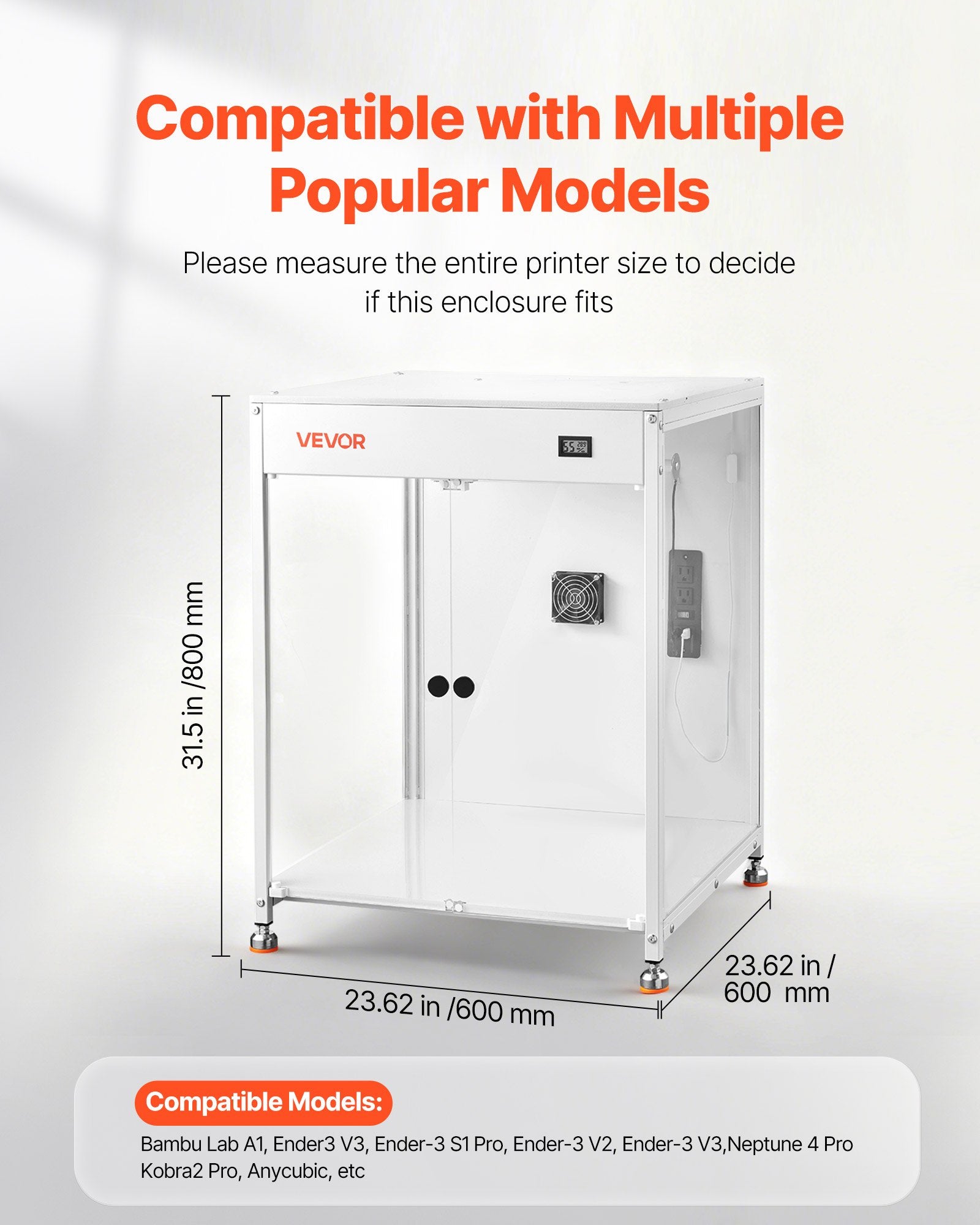 3D spausdintuvo gaubtas VEVOR S0007, 600x600x800 mm
