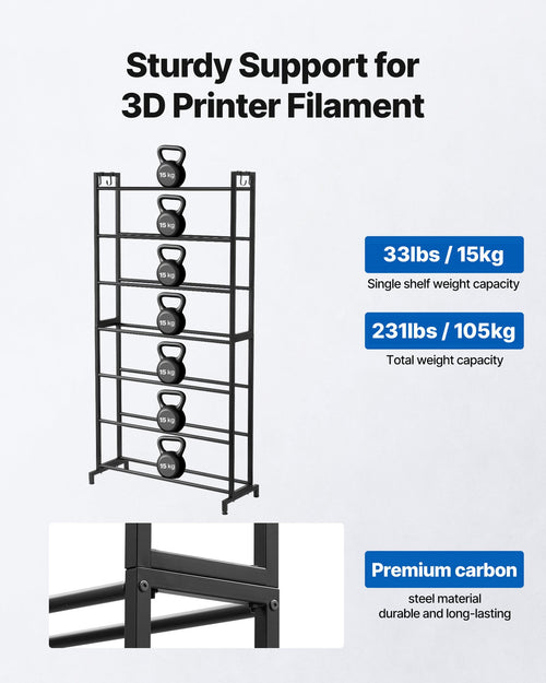3D spausdinimo siūlų laikiklis-lentyna VEVOR HS-DY3, 7 aukštų