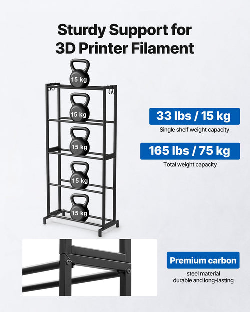 3D spausdinimo plastiko laikiklis VEVOR HS-DY2, 5 lentynos