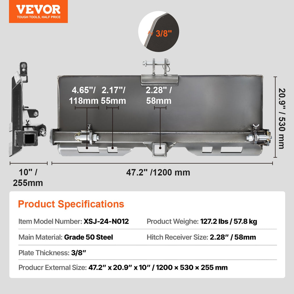 Universali 3 taškų jungties plokštė VEVOR XSJ-24-N012, 3175 kg keliamoji galia
