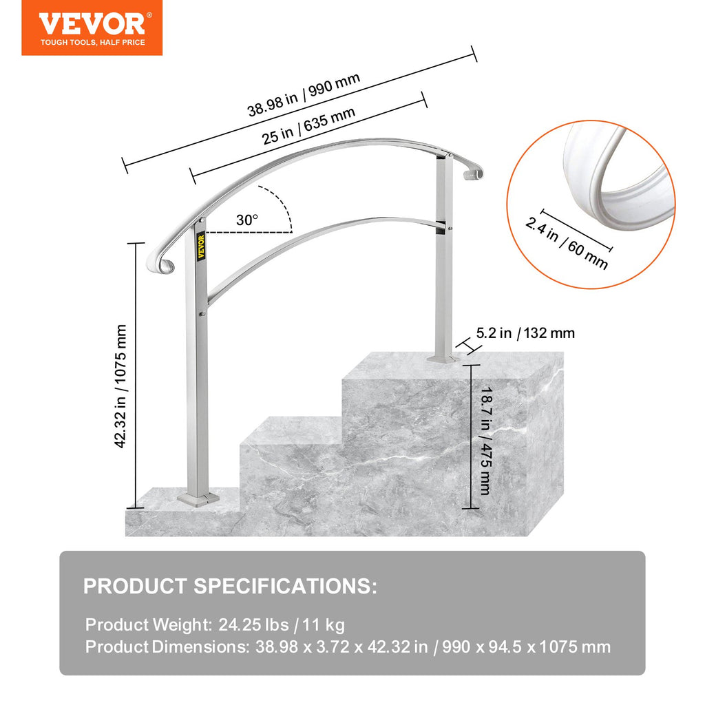 Lauko laiptų turėklas VEVOR LTFSBS-3FT, 3 pakopoms