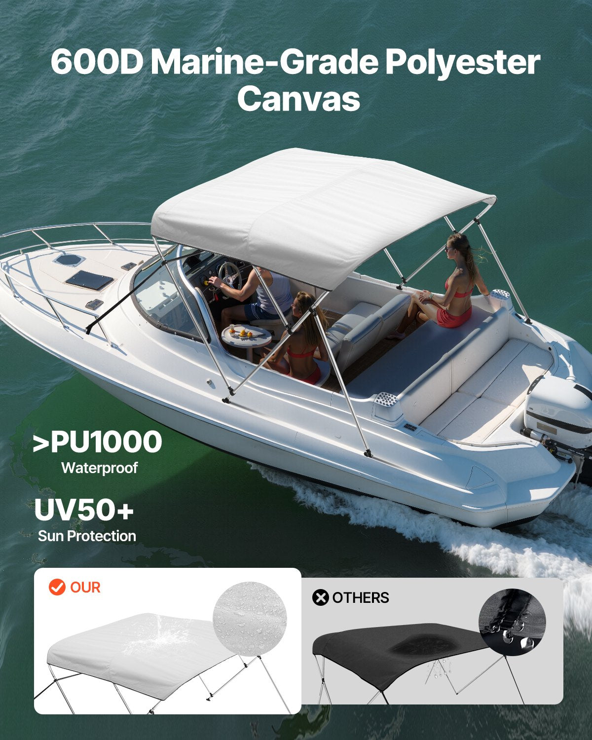 Valties stogelis VEVOR 3 Bow, 216-229 cm pločio