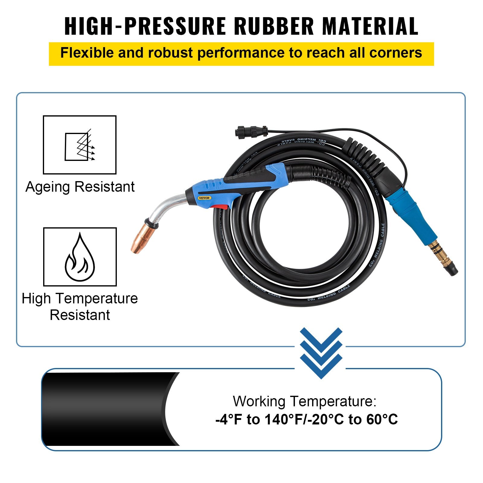 MIG suvirinimo degiklis VEVOR M-25 (Miller 169598 pakaitalas), 250A, 4,6 m