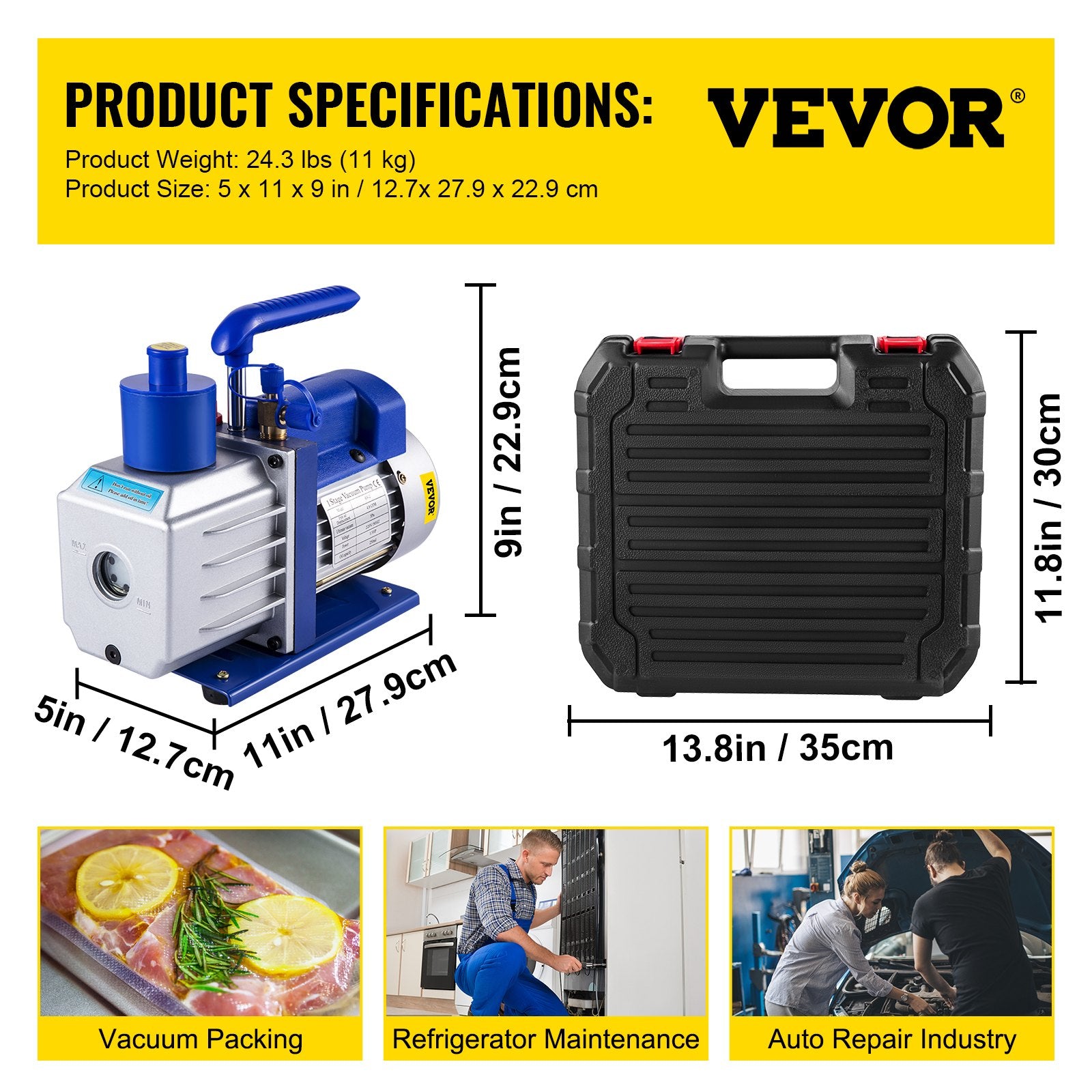 Vakuuminio siurblio rinkinys VEVOR HVAC, 283 l/min