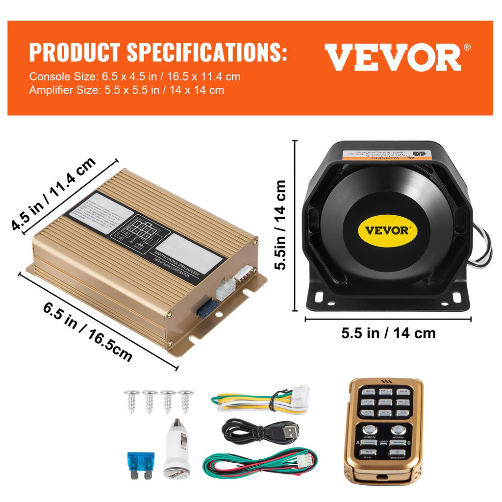 Automobilinė sirena su garsiakalbiu VEVOR 200W, 130 dB