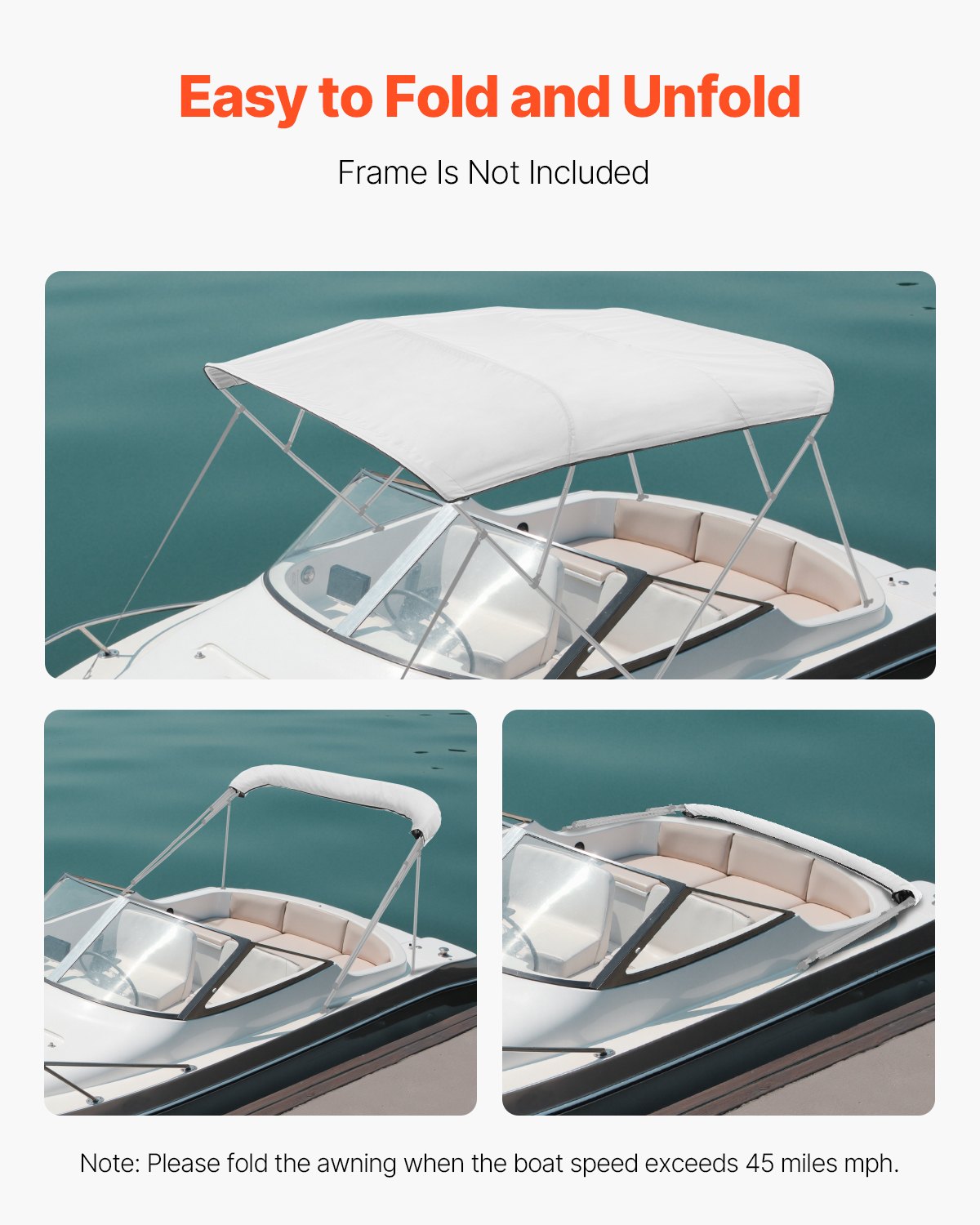 Valties stogelis (Bimini) VEVOR 4BMN9196TENT, 244 x 231-244 cm