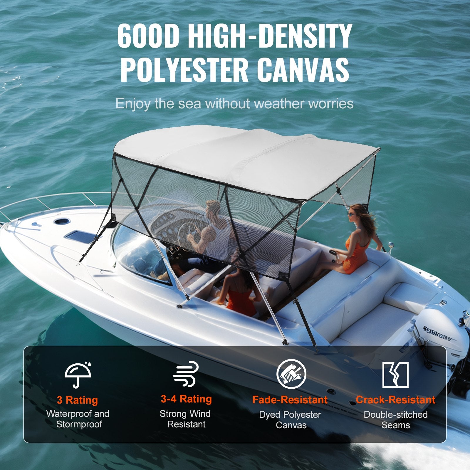 Bimini tentas valtims VEVOR 4 Bow, 216–228 cm pločio