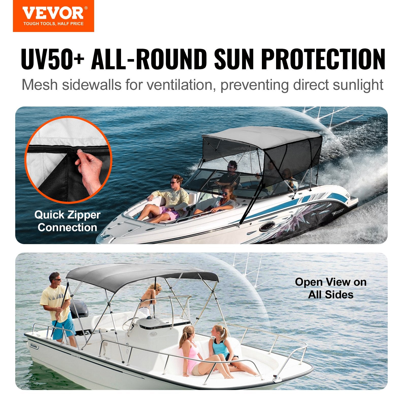 Bimini tentas valtims VEVOR 4 Bow, 200-213 cm pločio