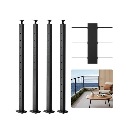 Trosinių turėklų stulpas VEVOR HR-003G, 4 vnt. komplektas