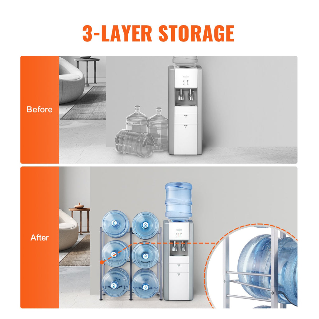 Vandens butelių stovas VEVOR 6 Water Bottle Rack-S, 3 aukštų, 6 buteliams