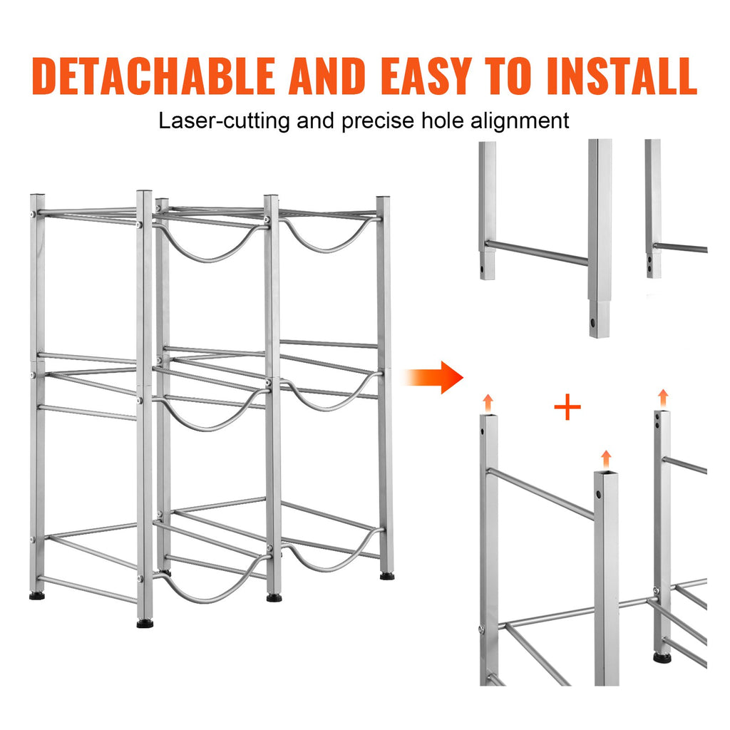 Vandens butelių stovas VEVOR 6 Water Bottle Rack-S, 3 aukštų, 6 buteliams