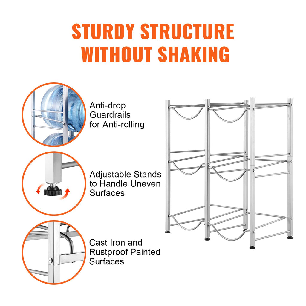 Vandens butelių stovas VEVOR 6 Water Bottle Rack-S, 3 aukštų, 6 buteliams
