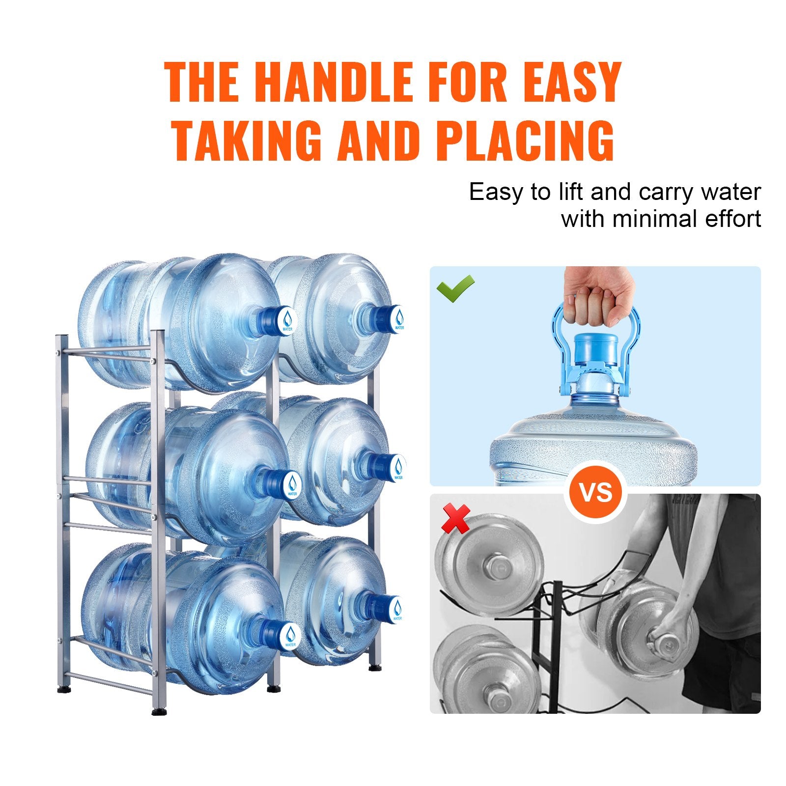 Vandens butelių stovas VEVOR 6 Water Bottle Rack-S, 3 aukštų, 6 buteliams