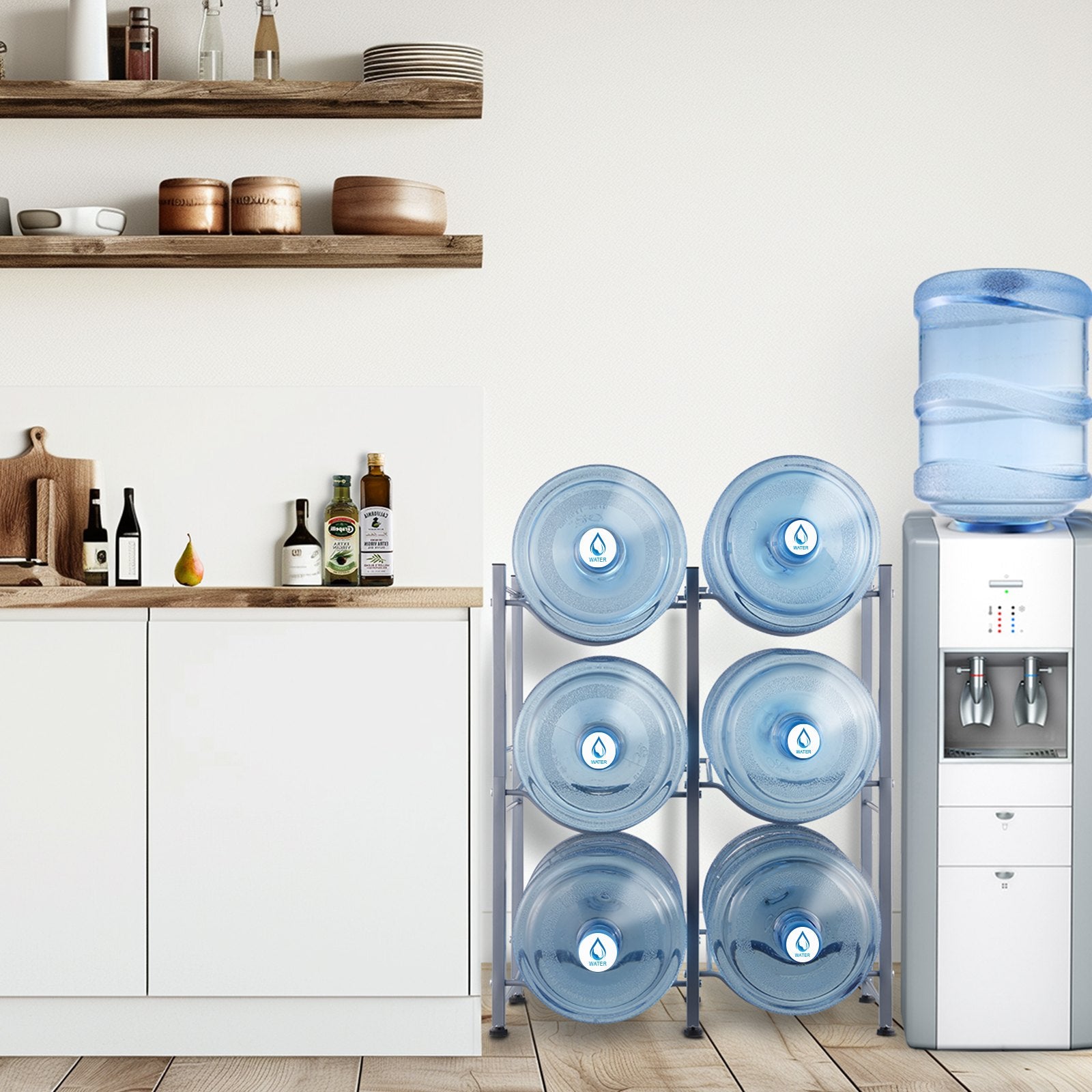 Vandens butelių stovas VEVOR 6 Water Bottle Rack-S, 3 aukštų, 6 buteliams