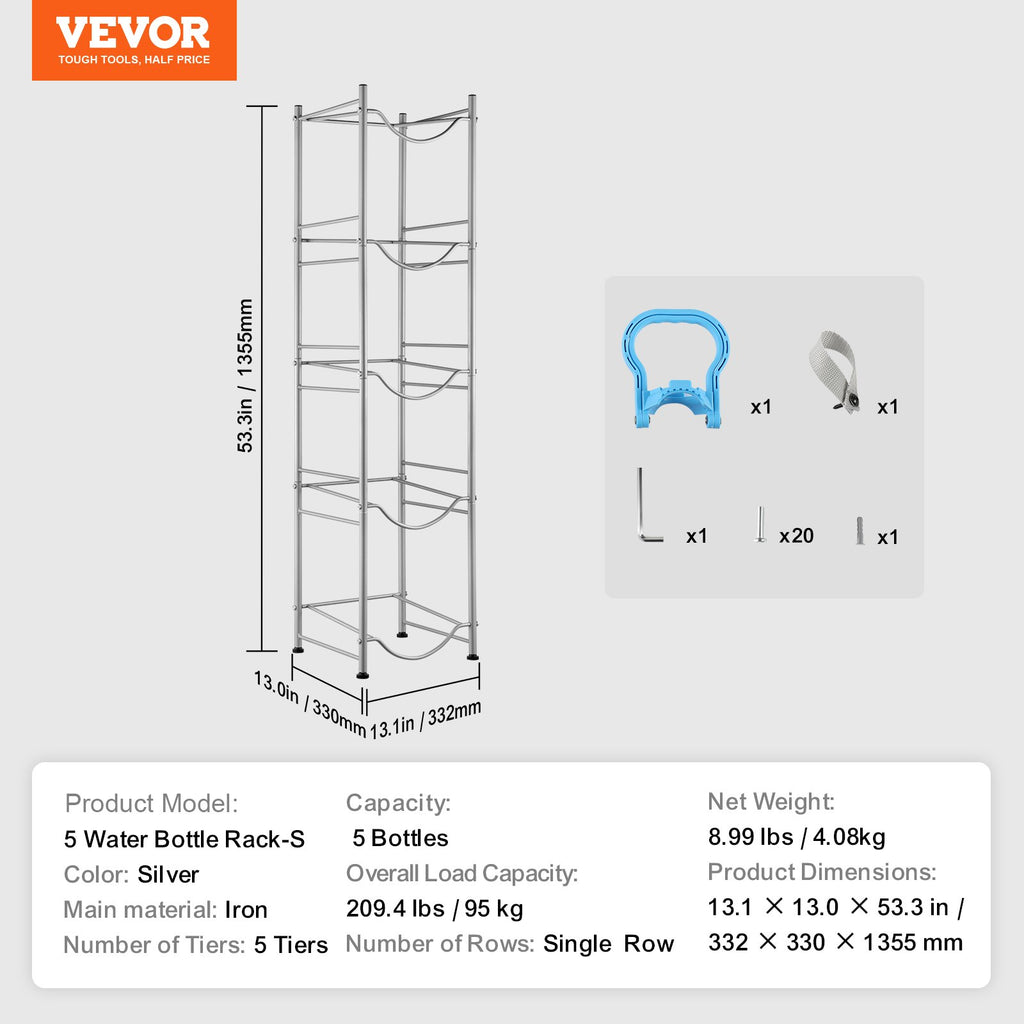 Vandens butelių stovas VEVOR 5 Water Bottle Rack-S, 5 aukštų