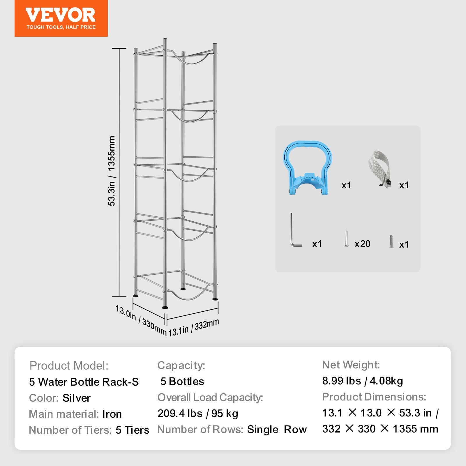 Vandens butelių stovas VEVOR 5 Water Bottle Rack-S, 5 aukštų