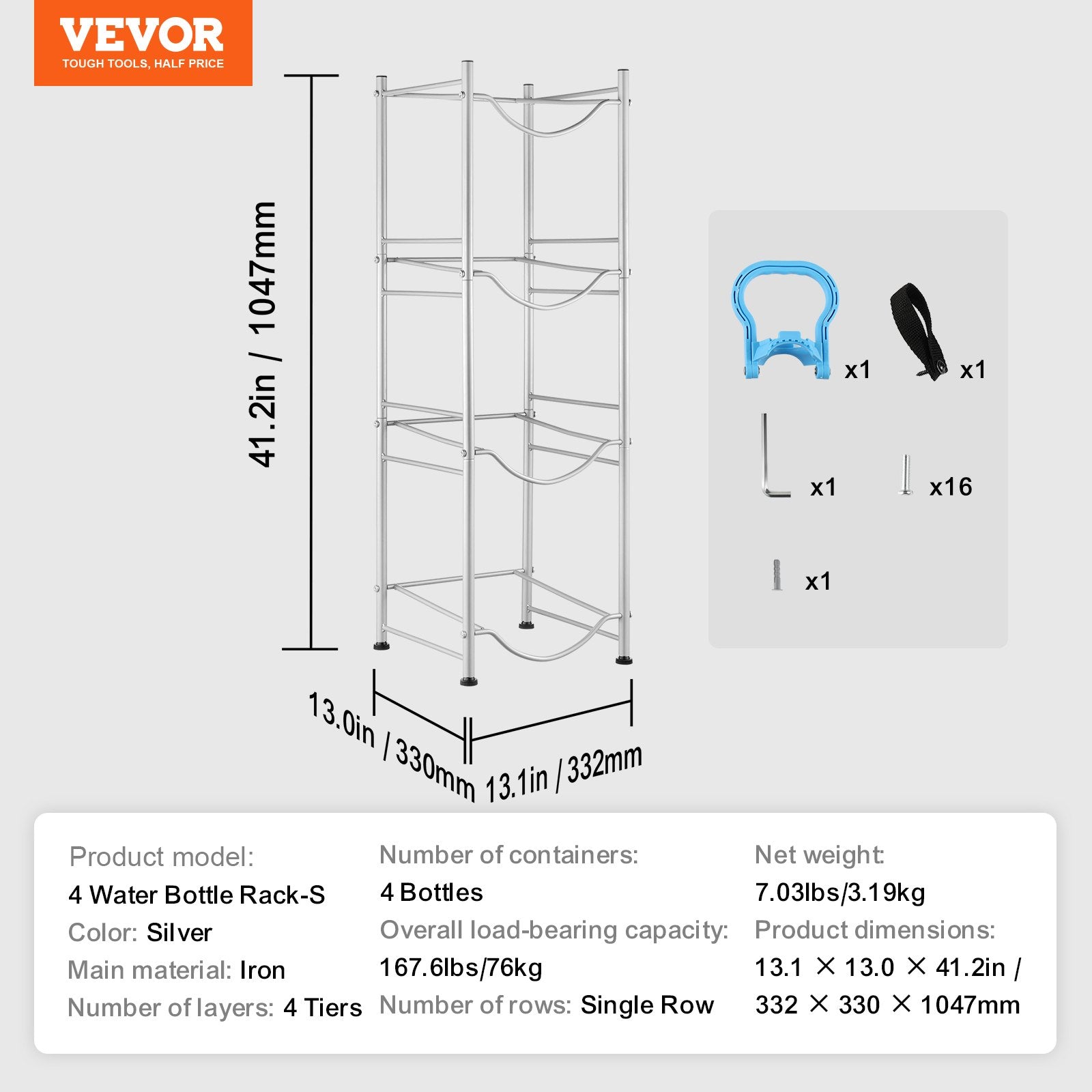 Vandens butelių stovas VEVOR 4 Water Bottle Rack-S, 4 aukštų