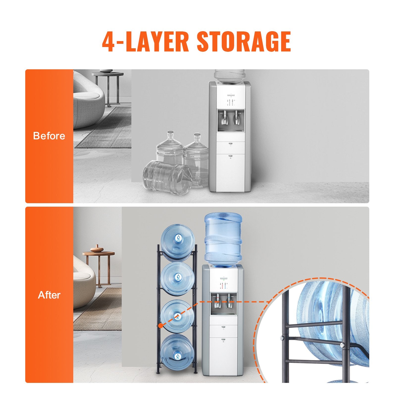 Vandens butelių stovas VEVOR 4 Water Bottle Rack-B, 4 aukštų