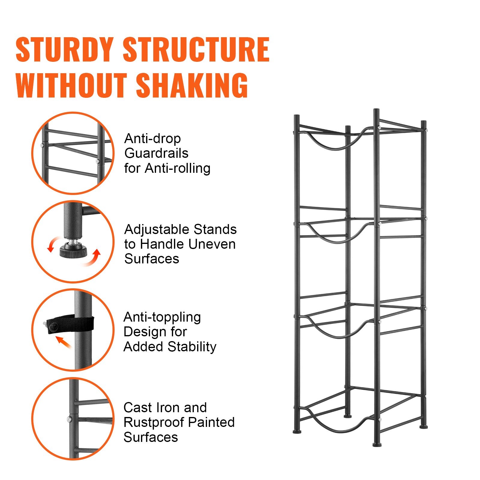 Vandens butelių stovas VEVOR 4 Water Bottle Rack-B, 4 aukštų