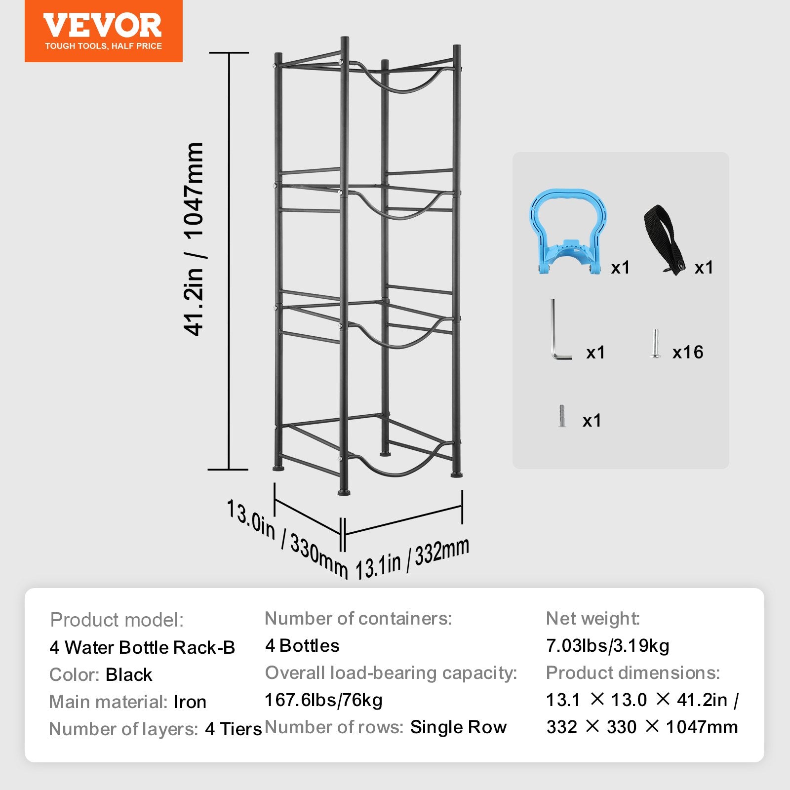 Vandens butelių stovas VEVOR 4 Water Bottle Rack-B, 4 aukštų