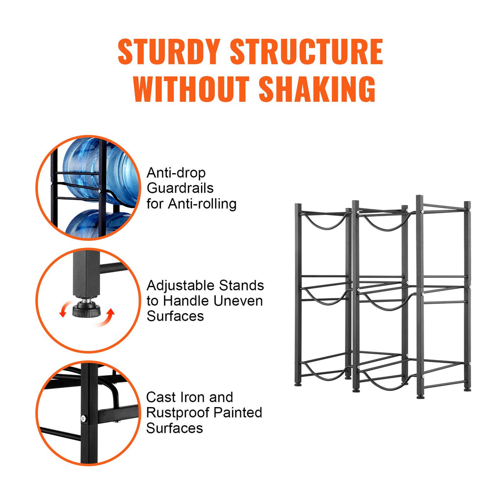 Vandens butelių stovas VEVOR 6 Water Bottle Rack-B, 3 aukštų