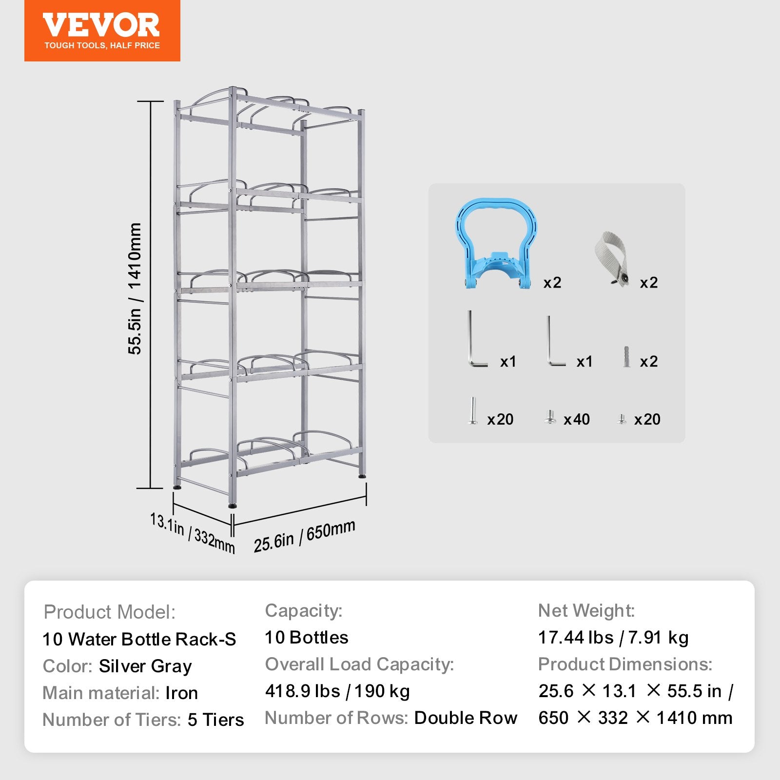 Vandens butelių stovas VEVOR 10 Water Bottle Rack-S, 10 talpų