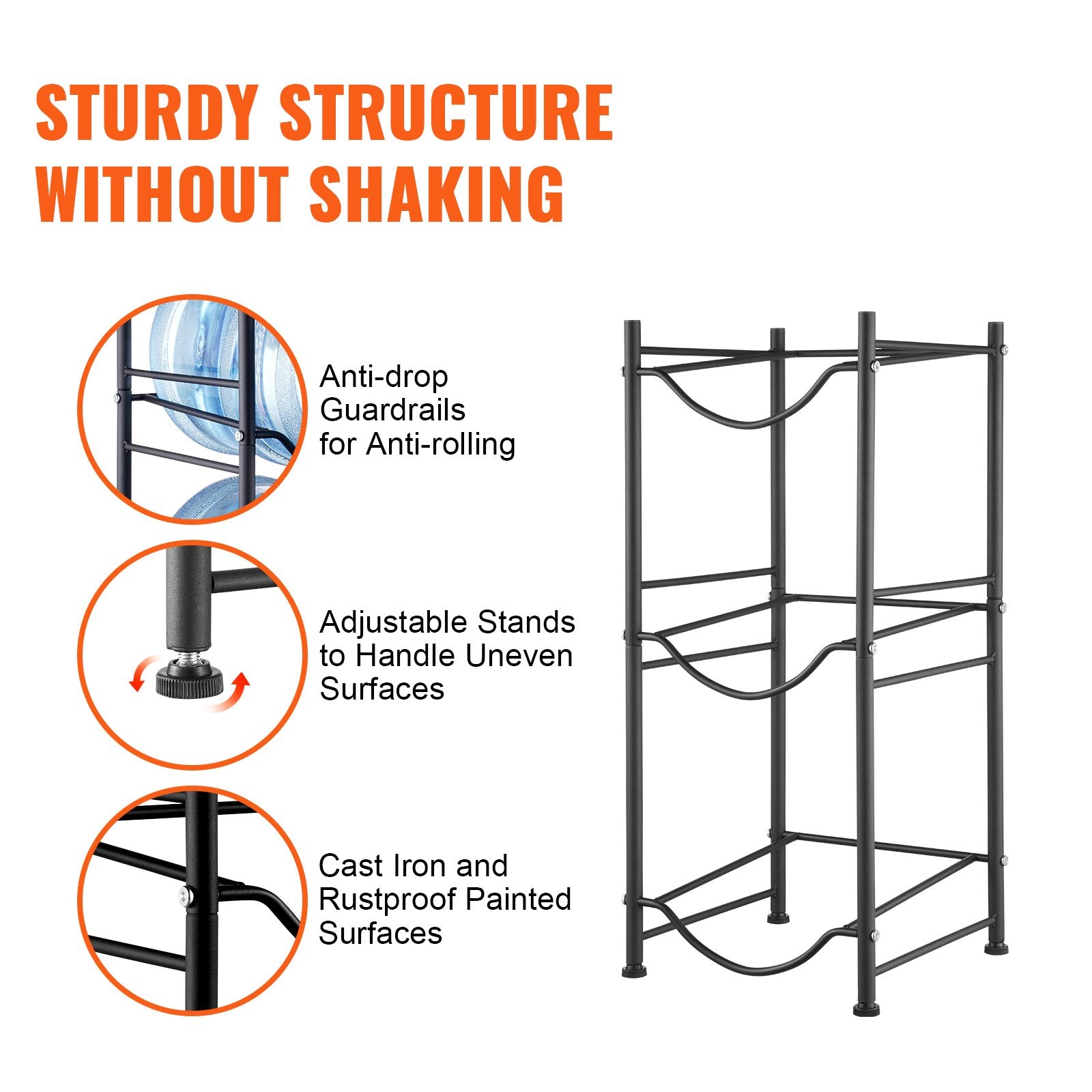 Vandens butelių stovas VEVOR 3 Water Bottle Rack-B, 3 aukštų