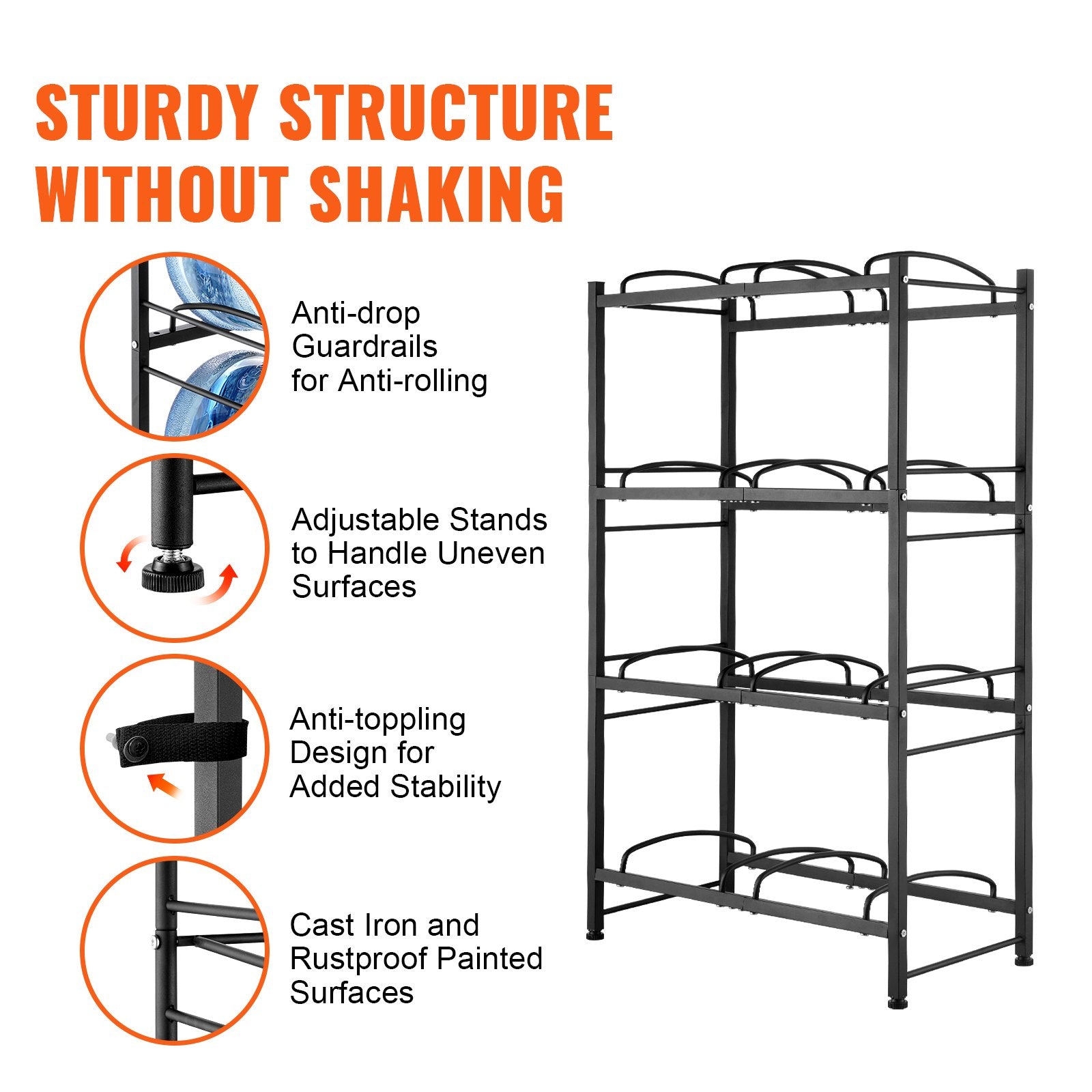 Vandens butelių stovas VEVOR 8 Water Bottle Rack-B, 4 aukštų