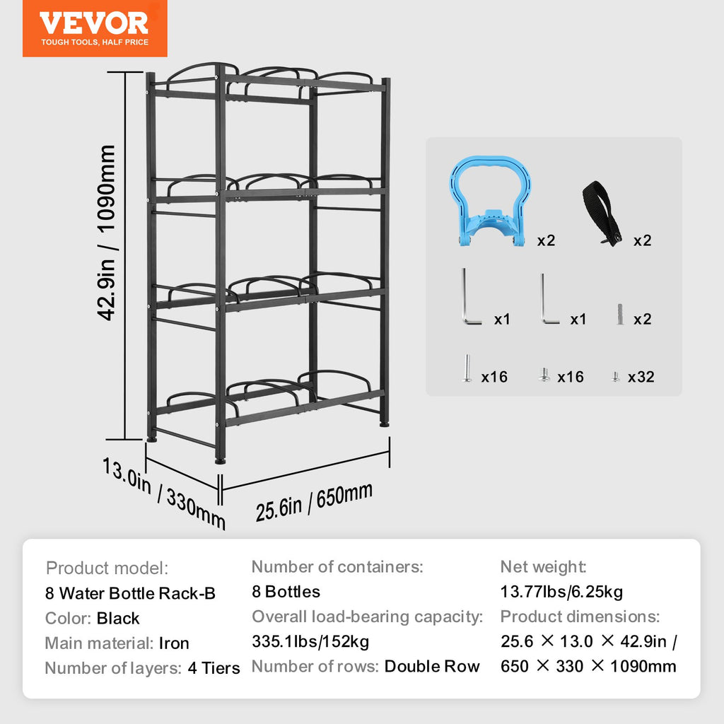 Vandens butelių stovas VEVOR 8 Water Bottle Rack-B, 4 aukštų