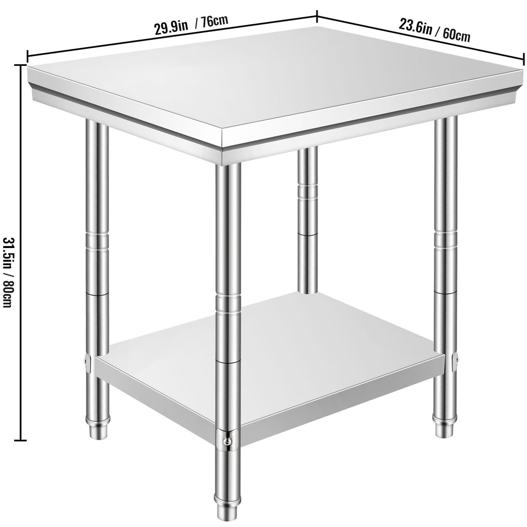 Nerūdijančio plieno paruošimo stalas VEVOR GZT76*60*80, 317 kg apkrova