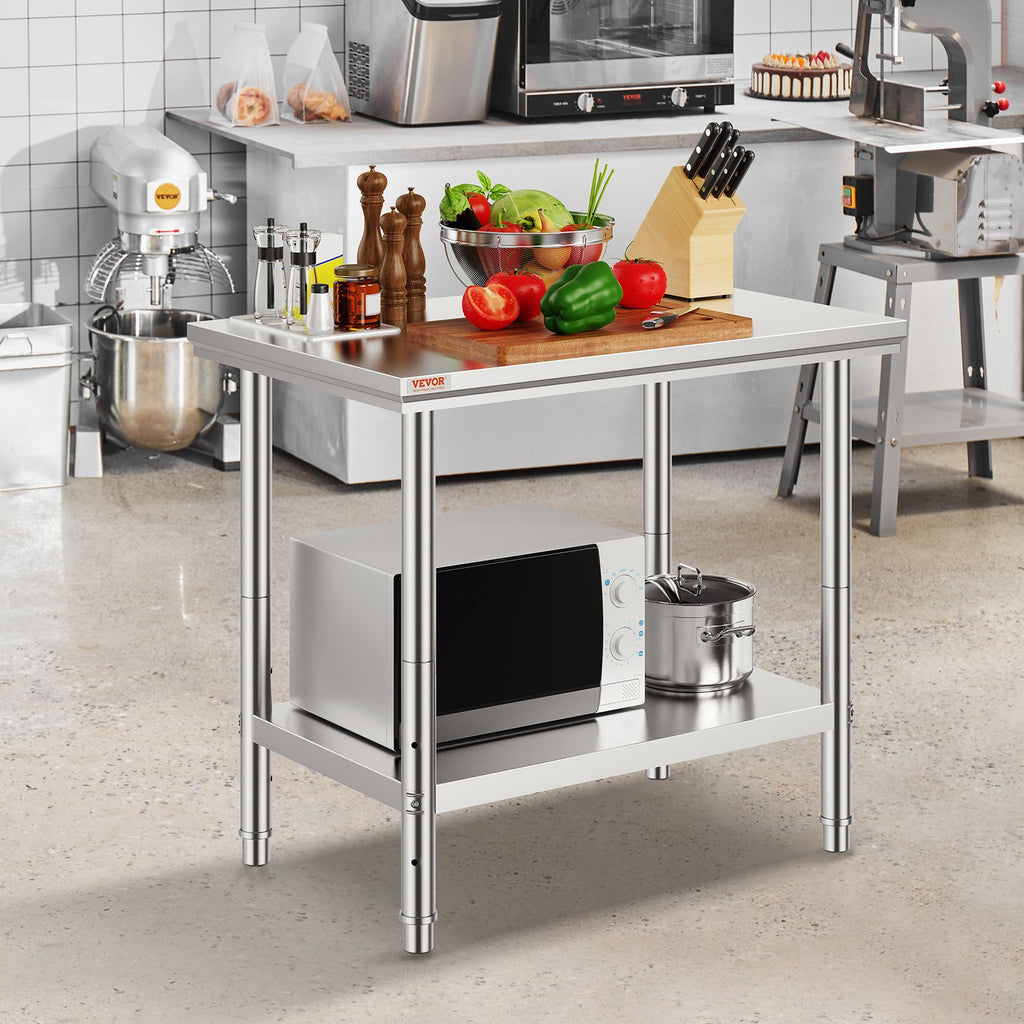 Nerūdijančio plieno paruošimo stalas VEVOR GZT90X60J, 900x600x800 mm