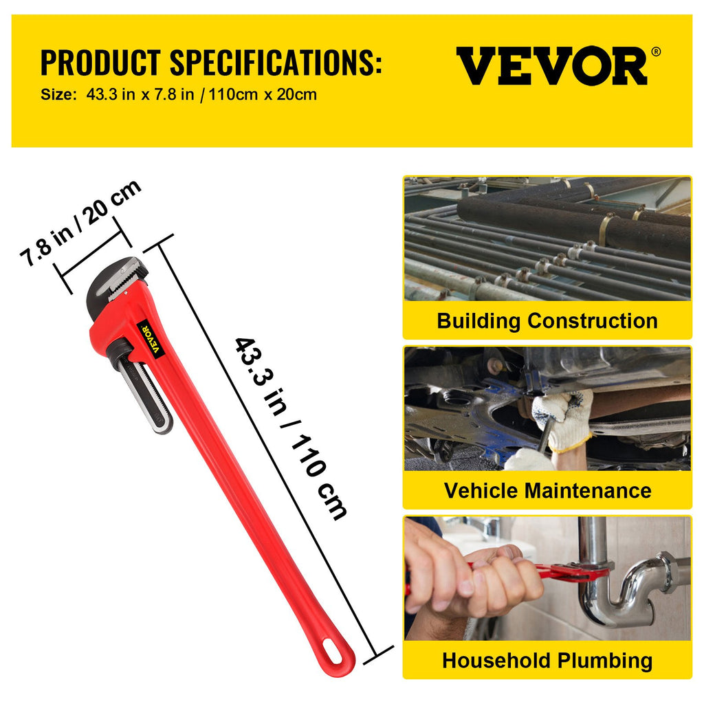 Vamzdžių raktas VEVOR Heavy Duty, 152,4 cm