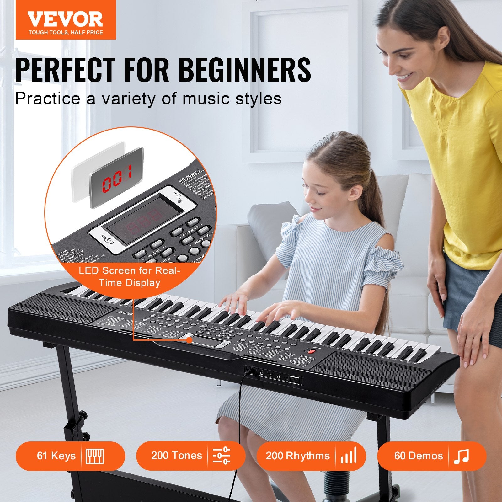 Skaitmeninis pianinas VEVOR BD-663, 61 klavišas