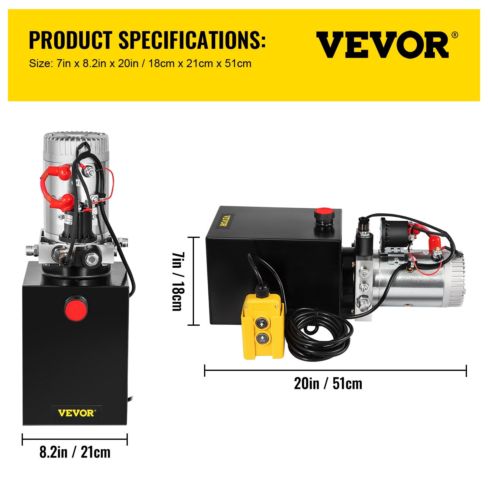 Hidraulinis siurblys VEVOR 6L, 12V DC, 3200 PSI
