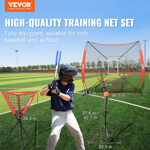 Beisbolo ir softbolo treniruočių tinklas VEVOR YC-SS-BN005, 213x213 cm