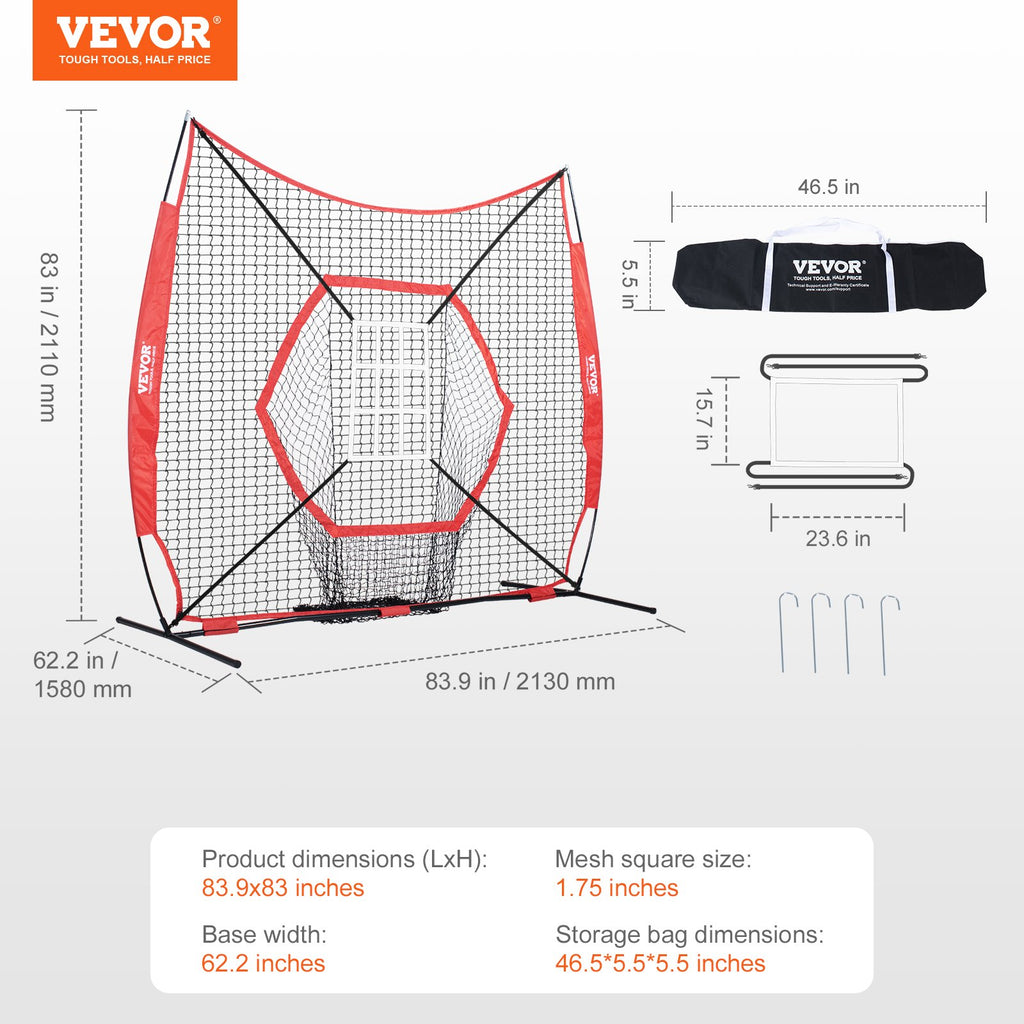 Beisbolo ir softbolo treniruočių tinklas VEVOR YC-SS-BN003, 213x213 cm