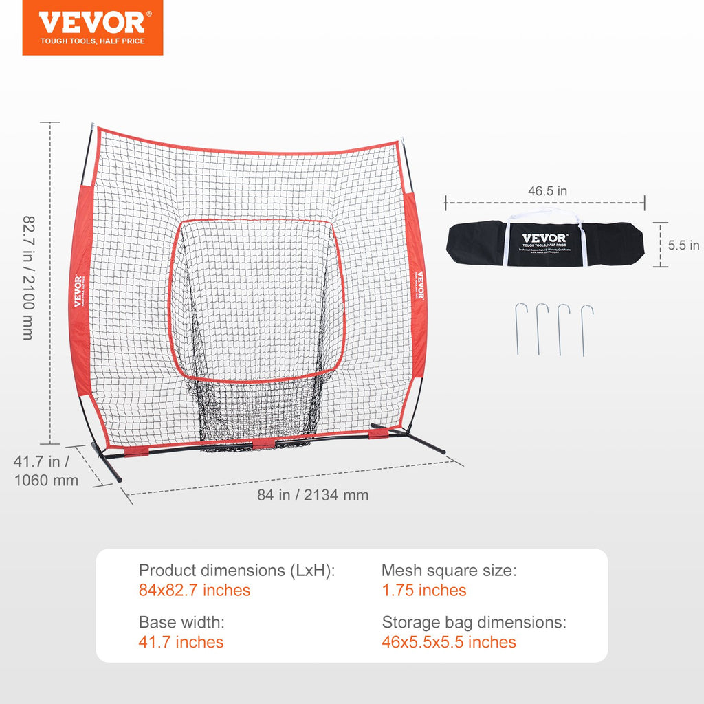 Beisbolo ir softbolo treniruočių tinklas VEVOR YC-SS-BN002, 213,4 x 213,4 cm