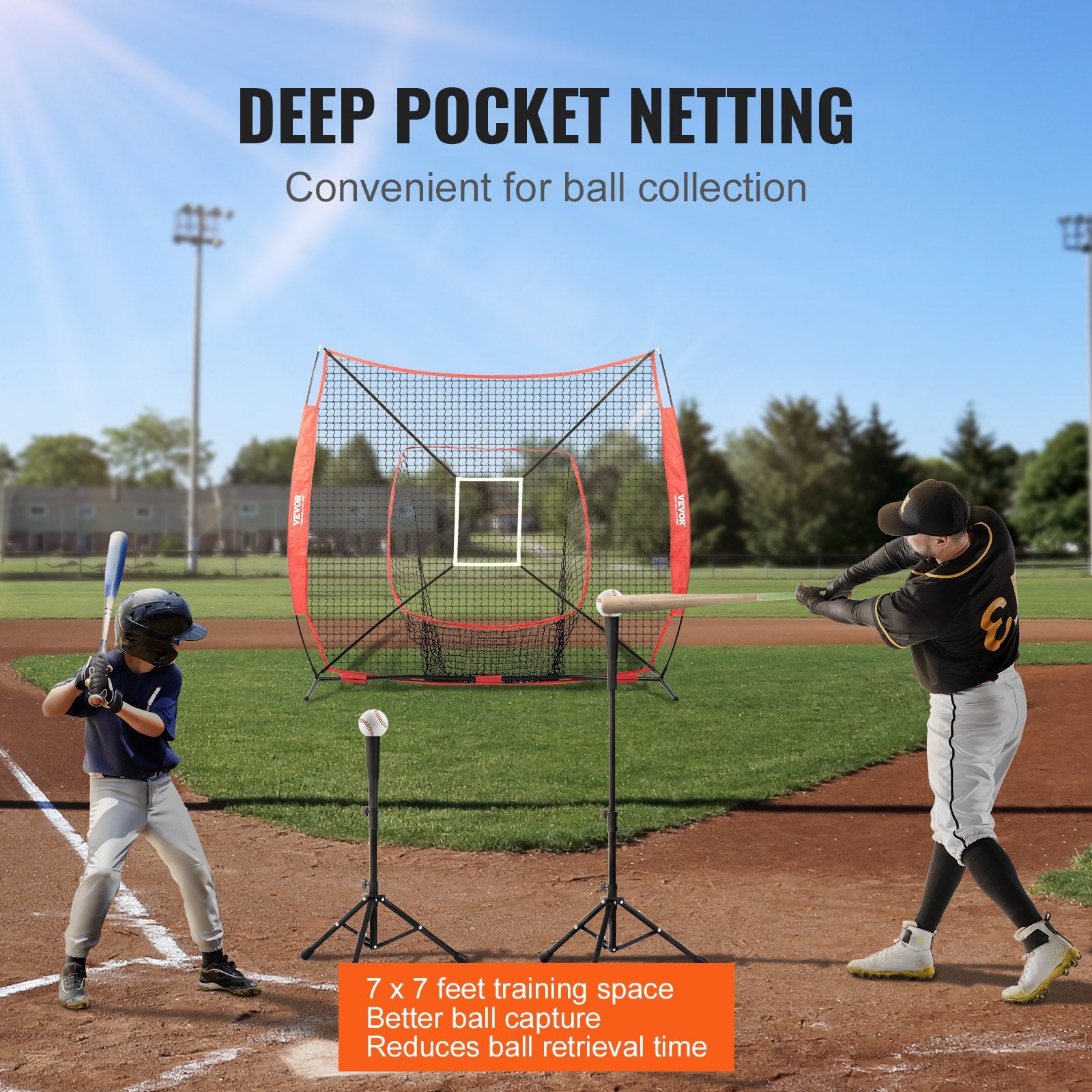 Beisbolo ir softbolo treniruočių tinklas VEVOR YC-SS-BN007, 213x213 cm