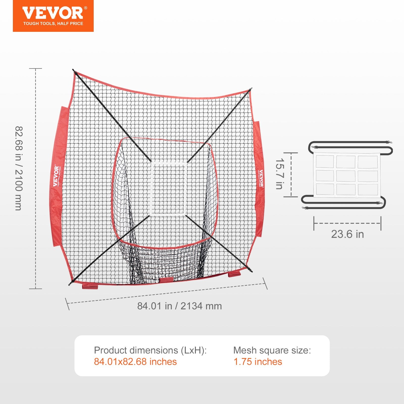 Beisbolo ir softbolo treniruočių tinklas VEVOR YC-SS-BN007, 213x213 cm