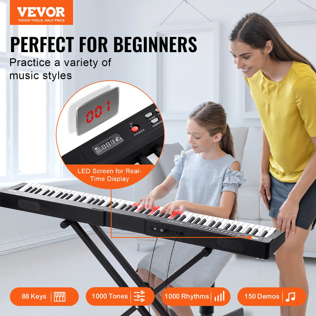 Skaitmeninis pianinas VEVOR BD-881D, 88 pusiau pasunkinti klavišai