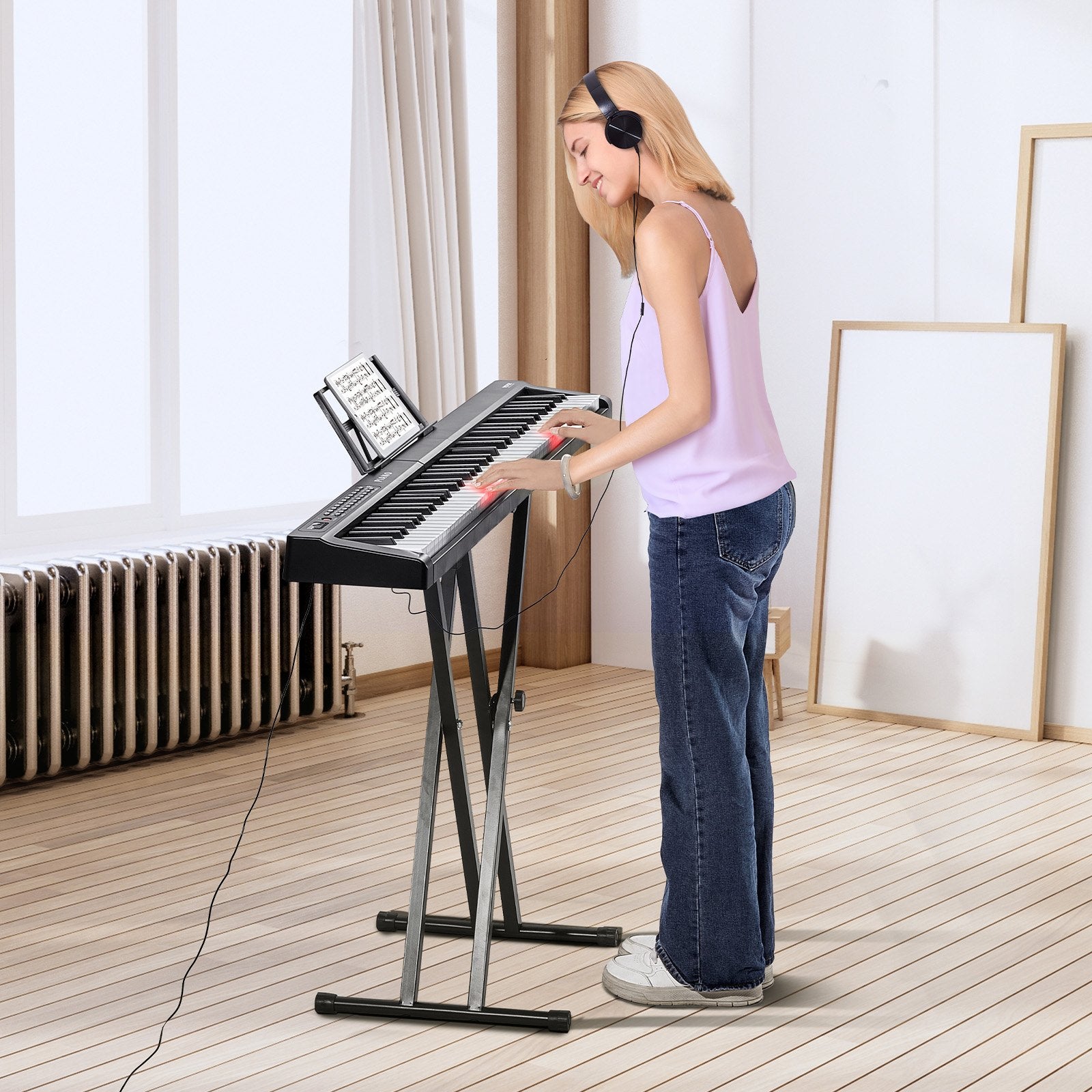 Skaitmeninis pianinas VEVOR BD-881D, 88 pusiau pasunkinti klavišai