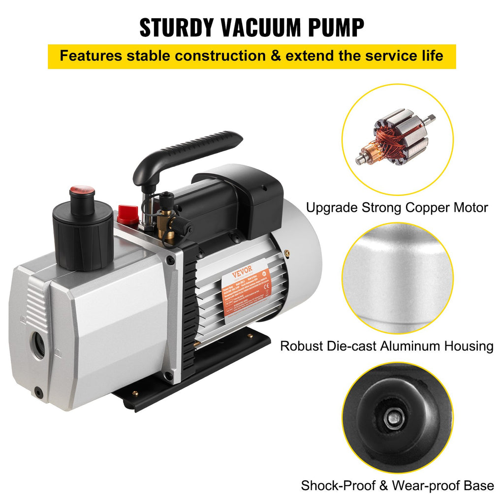 Dviejų pakopų vakuuminis siurblys VEVOR 2RS-3, 226 L/min