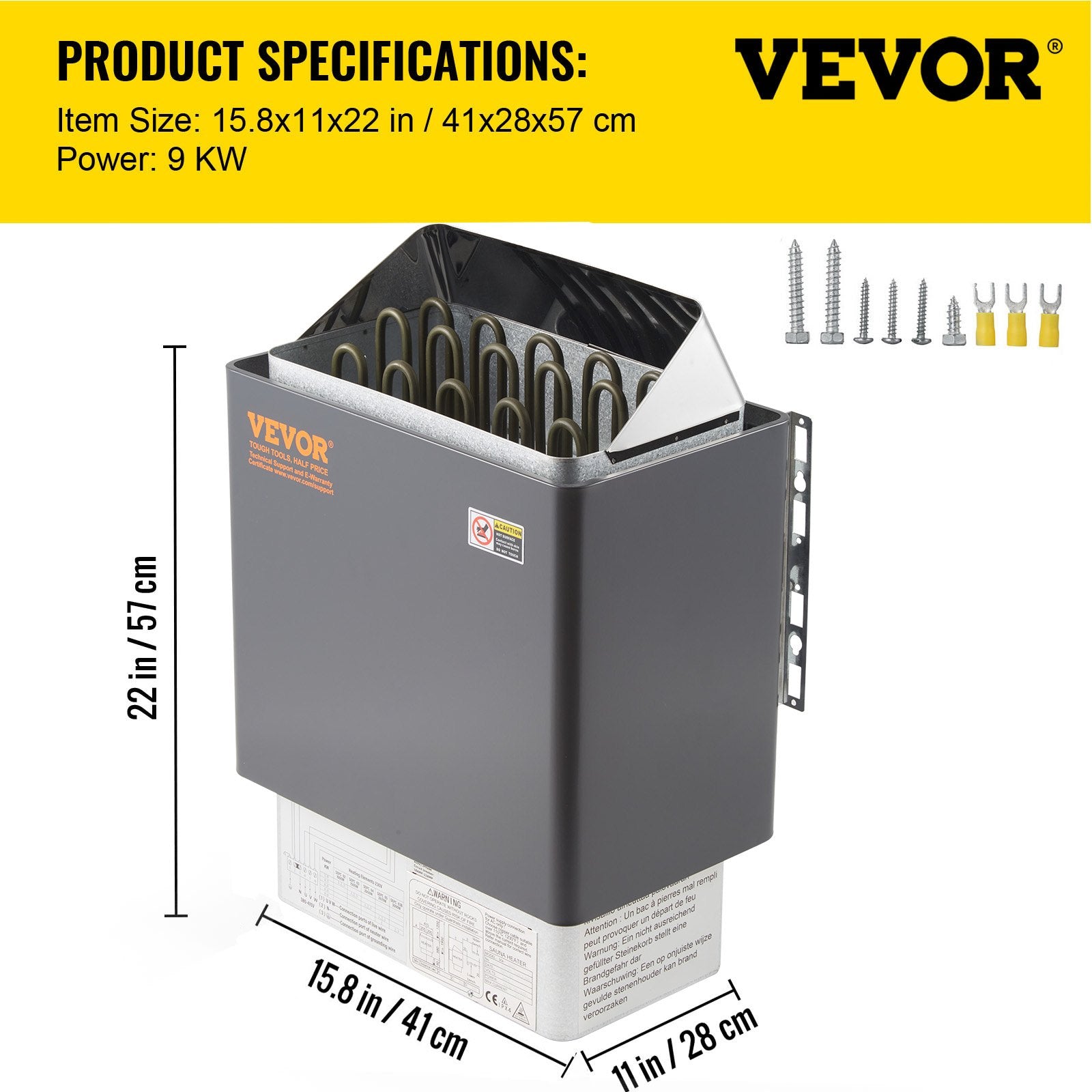 Elektrinė pirties krosnelė VEVOR VV-SH-9KWW, 9 kW