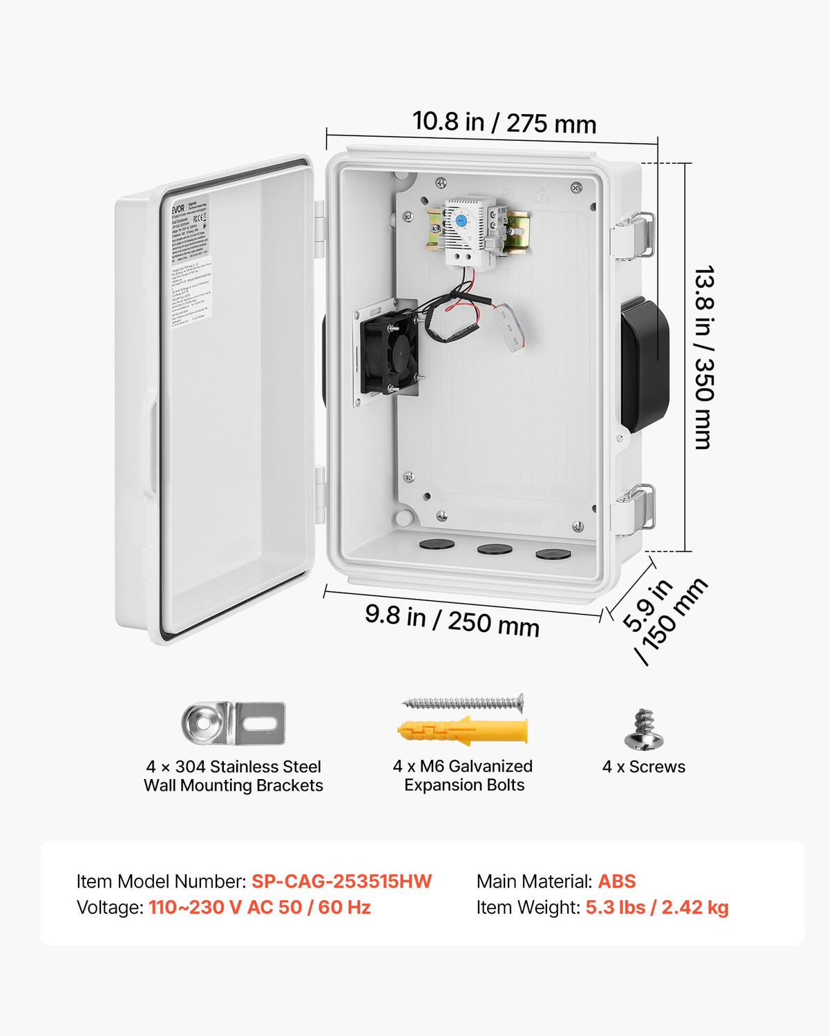Lauko elektros dėžė VEVOR SP-CAG-253515HW, 360 x 275 x 150 mm, IP65