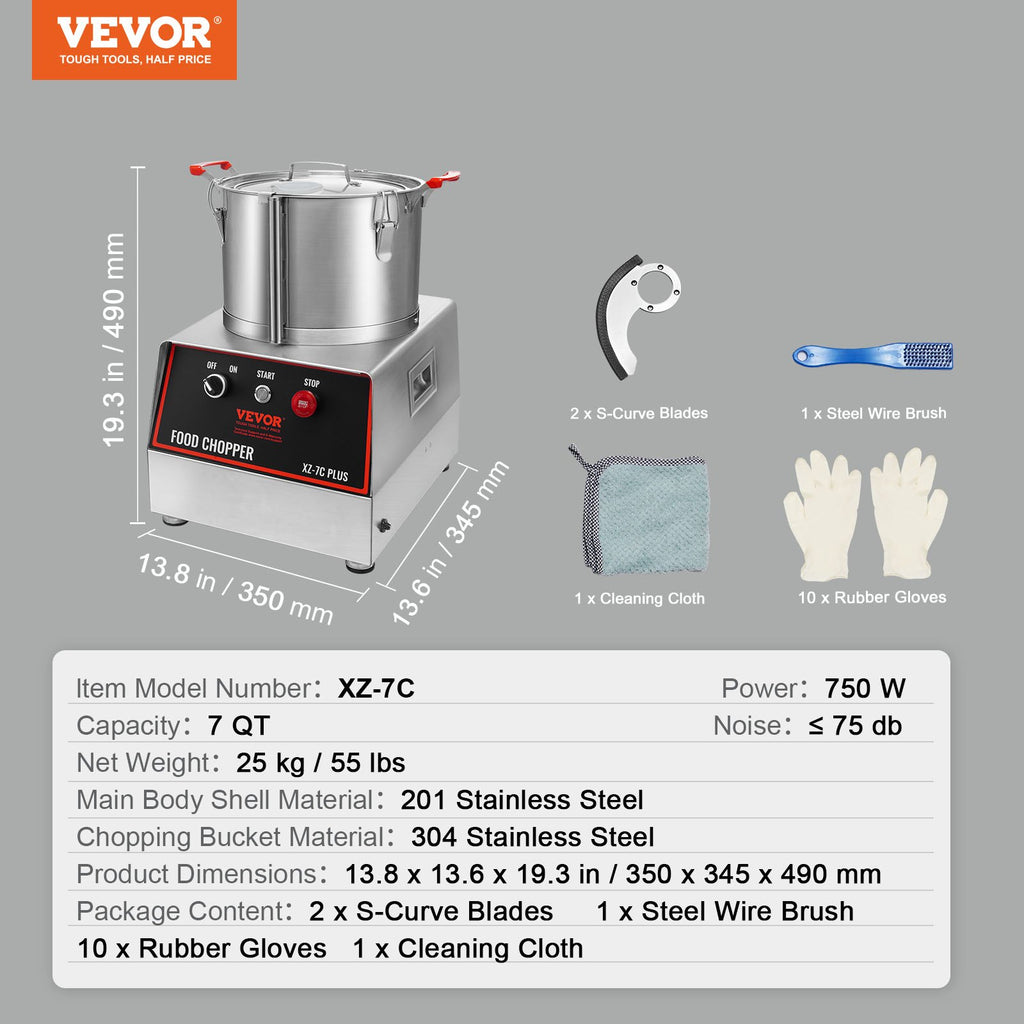 Maisto smulkintuvas VEVOR XZ-7C, 750W